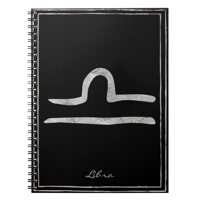 Libra hammered silver stylised astrology symbol  notebook (Front)
