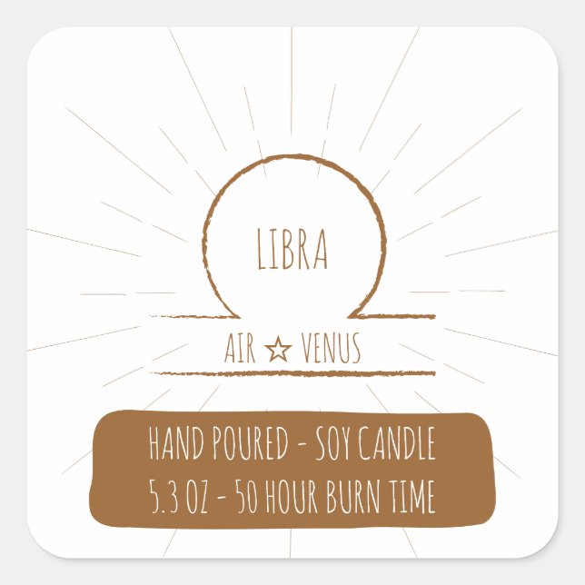 Libra hand Poured Soy Candle Label (Front)
