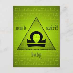 Libra Holistic Triangle Mind Body Spirit Green Postcard