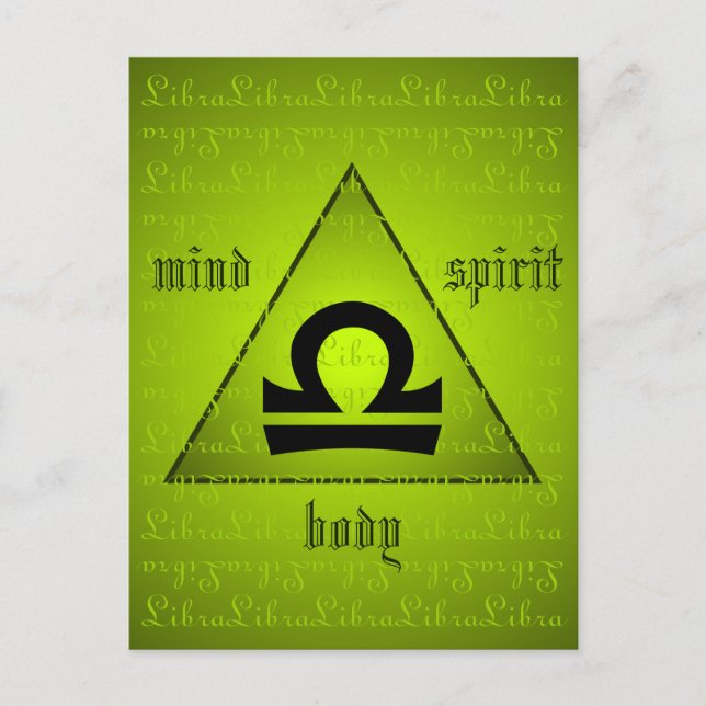 Libra Holistic Triangle Mind Body Spirit Green Postcard (Front)