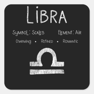Libra Horoscope Astrology Star Sign Birthday Gift Square Sticker
