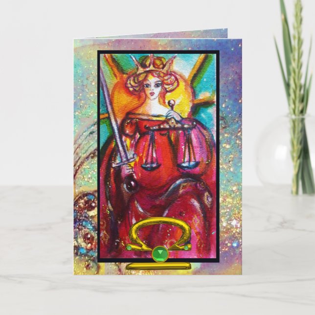 LIBRA,JUSTICE TAROT ASTROLOGY ZODIAC BIRTHDAY CARD (Front)