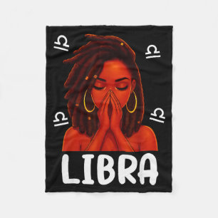 Libra Locd Black Woman Pray Christian Zodiac Birth Fleece Blanket