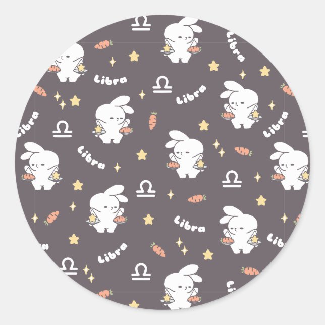 Libra Loppi Tokki Bunny Zodiac Pattern II Classic Round Sticker (Front)