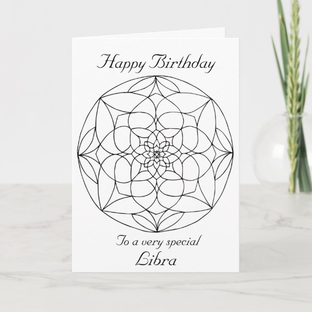 Libra Mandala: Colour your own Birthday Card (Front)