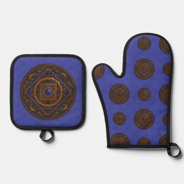 Libra Mandala Oven Mitt & Pot Holder Set (Front)
