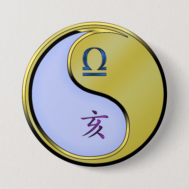 Libra & Metal Boar 7.5 Cm Round Badge (Front)