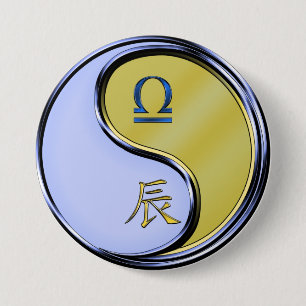 Libra & Metal Dragon 7.5 Cm Round Badge