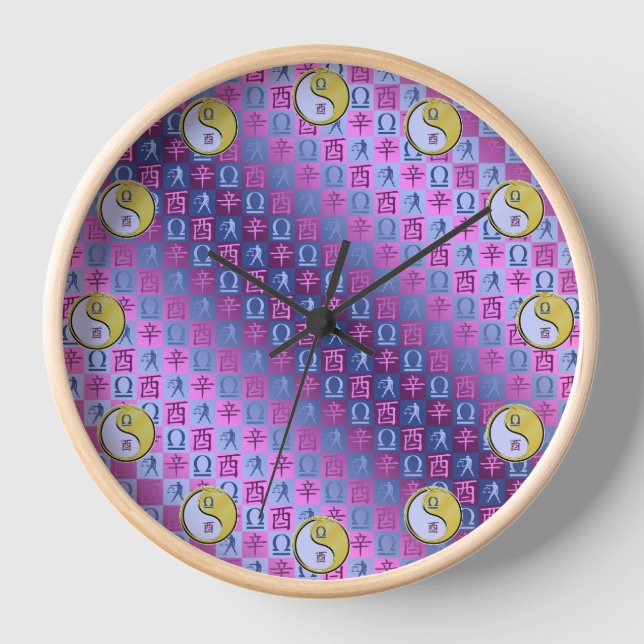Libra & Metal Rooster Clock (Front)