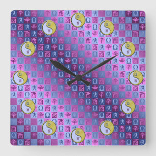 Libra & Metal Rooster Square Wall Clock