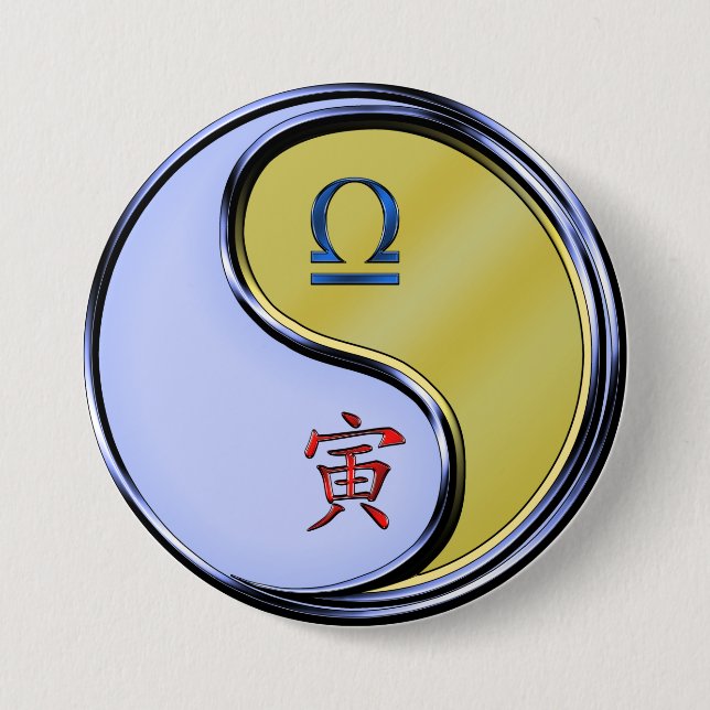 Libra & Metal Tiger 7.5 Cm Round Badge (Front)