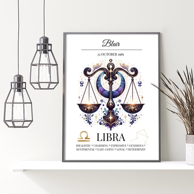 Libra Personalised Elegant Zodiac Watercolor Poster (Creator Uploaded)