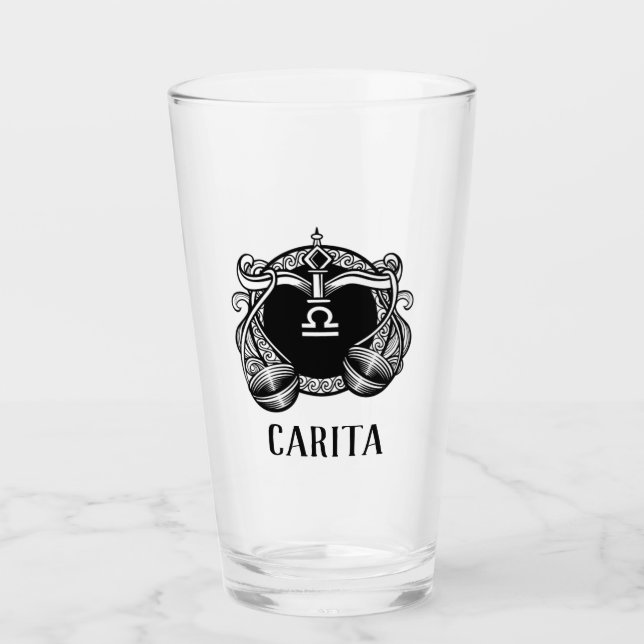 Libra Personalized Glass Cup (Front)