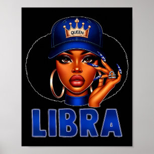 Libra Queen Black Woman With Cap Crown Afro Girl Z Poster