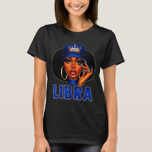 Libra Queen Black Woman With Cap Crown Afro Girl Z T-Shirt
