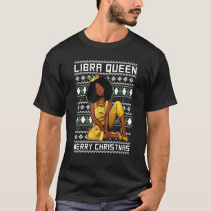 Libra Queen Merry Christmas For Black Women T-Shirt