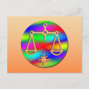 Libra Rainbow Scales Zodiac Star Sign Postcard