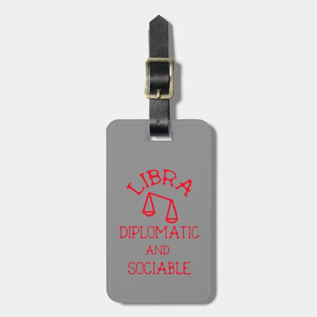 Libra (Red Text) Luggage Tag (Front Vertical)