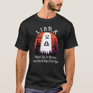 Libra Retro Ghost Zodiac Sign Halloween Costume T-Shirt
