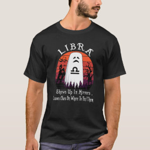 Libra Retro Ghost Zodiac Sign  Halloween Costume T-Shirt