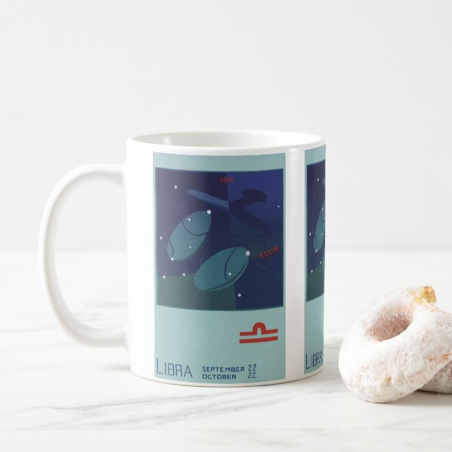 Libra Scale Constellation Vintage Zodiac Astrology Coffee Mug (With Donut)