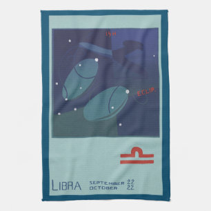Libra Scale Constellation Vintage Zodiac Astrology Tea Towel