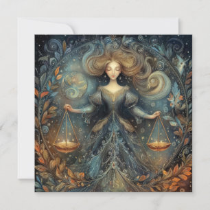 Libra Scales Zodiac Astrology Mystical Birthday Card