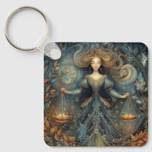 Libra Scales Zodiac Astrology Mystical Birthday Key Ring