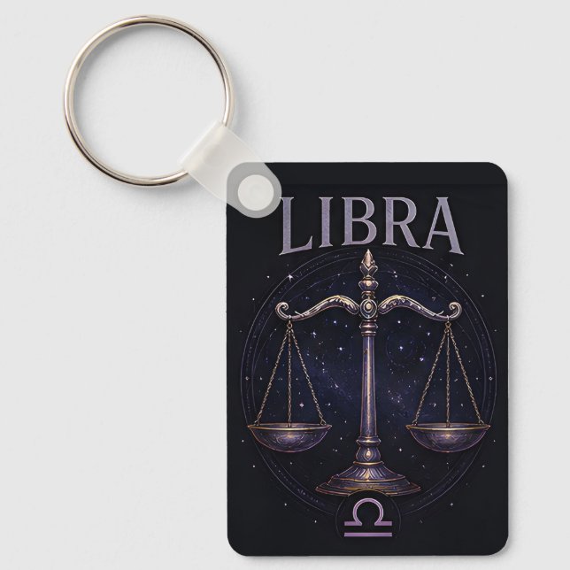 Libra Scales Zodiac Celestial Astrology Symbol Key Ring (Front)