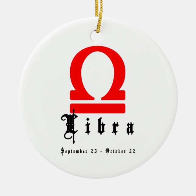 Libra, September 23 - October 22 Ceramic Tree Decoration (Front)