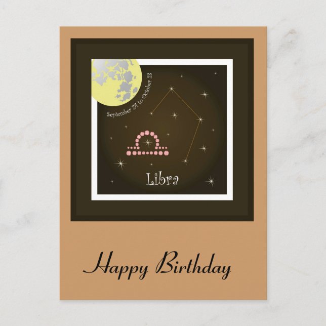 Libra September 24 to October 23 Postkarte Postcard (Front)