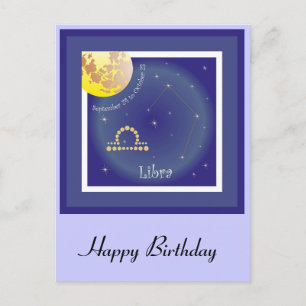 Libra September 24 to October 23 Postkarte Postcard