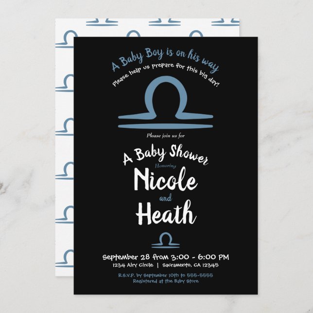 LIBRA September October Astrology Baby Shower   Invitation (Front/Back)