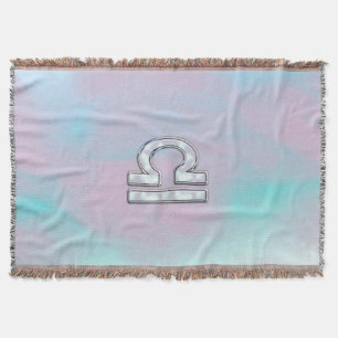 Libra Sign Mother of Pearl Style Throw Blanket