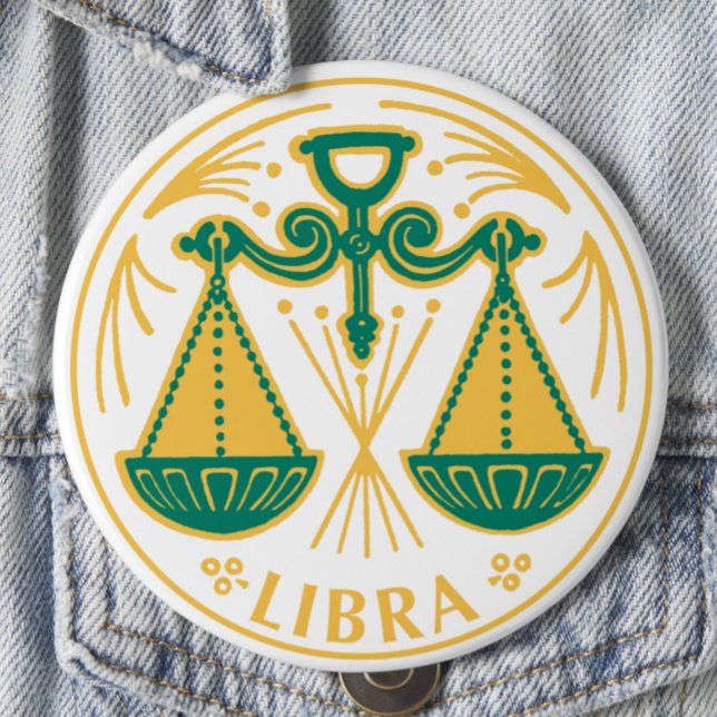 Libra Sign of the Zodiac on a 10 Cm Round Badge (Creator Uploaded)