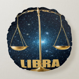 Libra sign of the zodiac round cushion