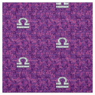 Libra Sign on Fuchsia Digital Camo Fabric