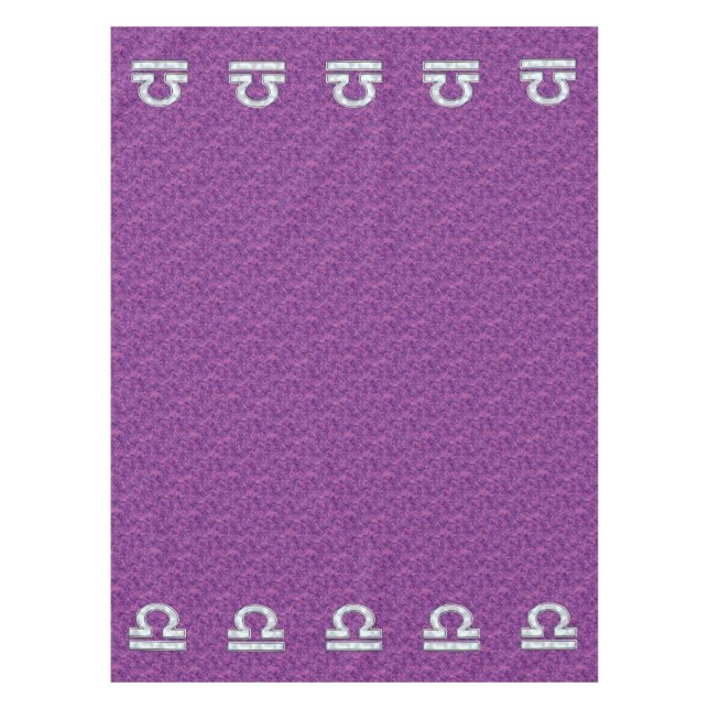 Libra Sign on Fuchsia Digital Camo Tablecloth (Front)