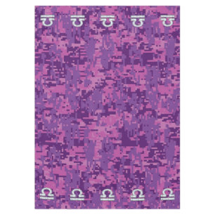 Libra Sign on Fuchsia Digital Camo Tablecloth