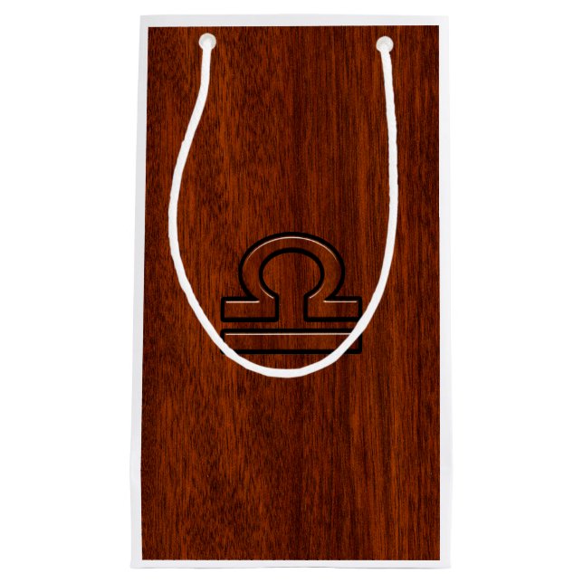 Libra Sign on Mahogany Style Decor Small Gift Bag (Front)