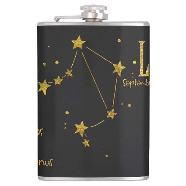 Libra Star Sign Hip Flask (Front)