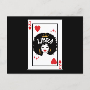 Libra Star Sign Melanin Black Queen of Hearts Postcard