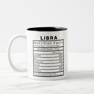 Libra Star Sign Nutrition Facts Statistics Funny Two-Tone Coffee Mug