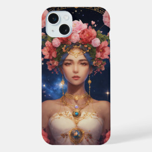 Libra Star Sign – Personified with Flower Crown iPhone 15 Plus Case