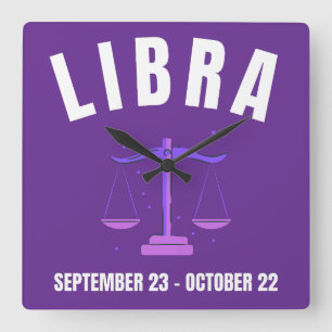 Libra star sign square wall clock