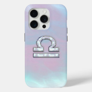 Libra Symbol Mother of Pearl Style iPhone 15 Pro Case