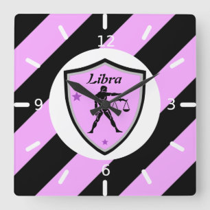 Libra symbol         square wall clock