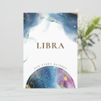Libra Table Number Sign Celestial Watercolor Card