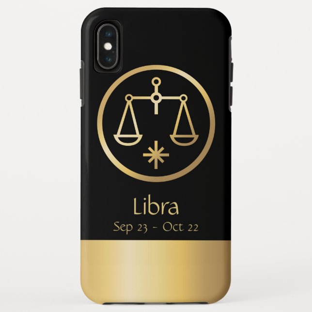 Libra the Scales or Balance Zodiac Black Gold Case-Mate iPhone Case (Back)