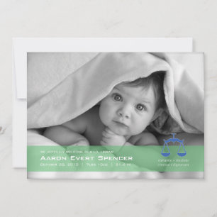 Libra the Scales Photo Birth Announcement Card